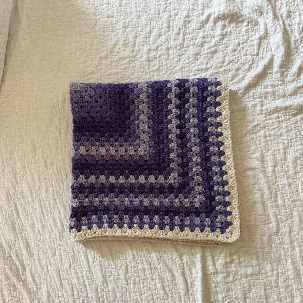 Purple and Cream Hand Crafted Acrylic, Crochet Blanket
Baby - Picture 3 of 4